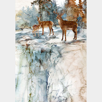 Highland View - Deer White Multi Digitally Printed Panel