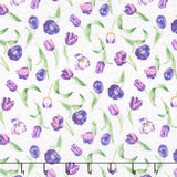 Tulip Garden - Mini Tulips White Multi Yardage