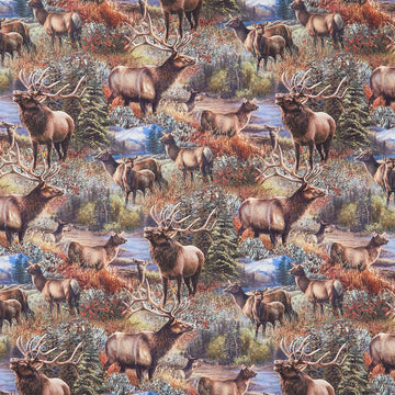 Naturescapes: Timber Trail - Elk Scenic Green Multi Yardage