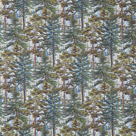 Naturescapes: Timber Trail - Evergreen Trees Blue Multi Yardage