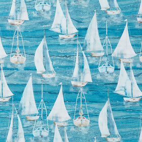 Smooth Sailing - Large Sail Boats Md Blue Multi Yardage