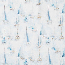 Smooth Sailing - Small Sail Boats White Multi Yardage