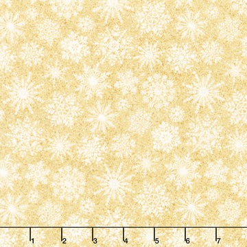 Shimmer - O' Christmas Tree - Gold Snowflakes Gold Metallic Yardage