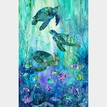 Coral Reef - Sea Turtles Turquoise Panel