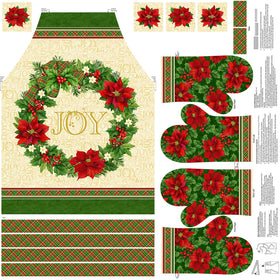 Deck the Halls - Christmas Apron Beige Multi Panel