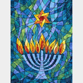 Hanukkah Lights - Menorah Blue Multi Digitally Printed Panel