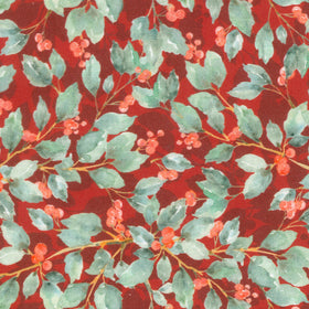 Woodland Whispers - Berry Vines Dark Red Yardage