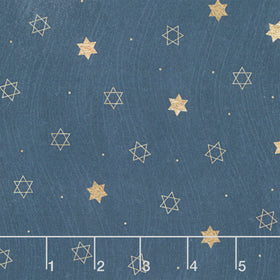 Hanukkah Lights - Tiny Star of David Toss Navy Gold Yardage