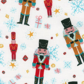 Nutcracker Whimsy - Whimsical Nutcracker Allover White Yardage