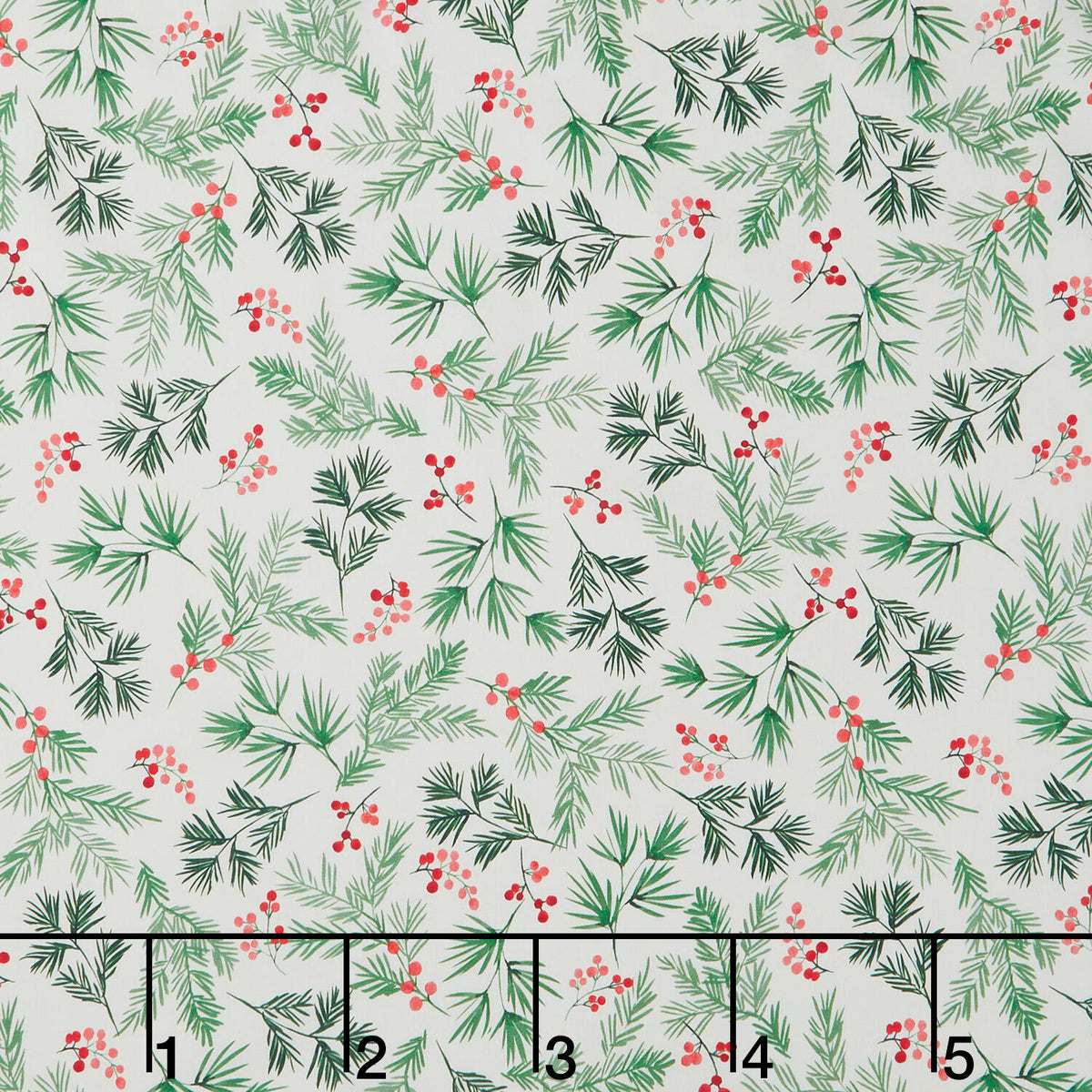 First Frost - Berry and Pine Sprig Allover Ecru 108" Wide Backing