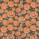 Midnight Masquerade - Tossed Pumpkins Black Orange Yardage