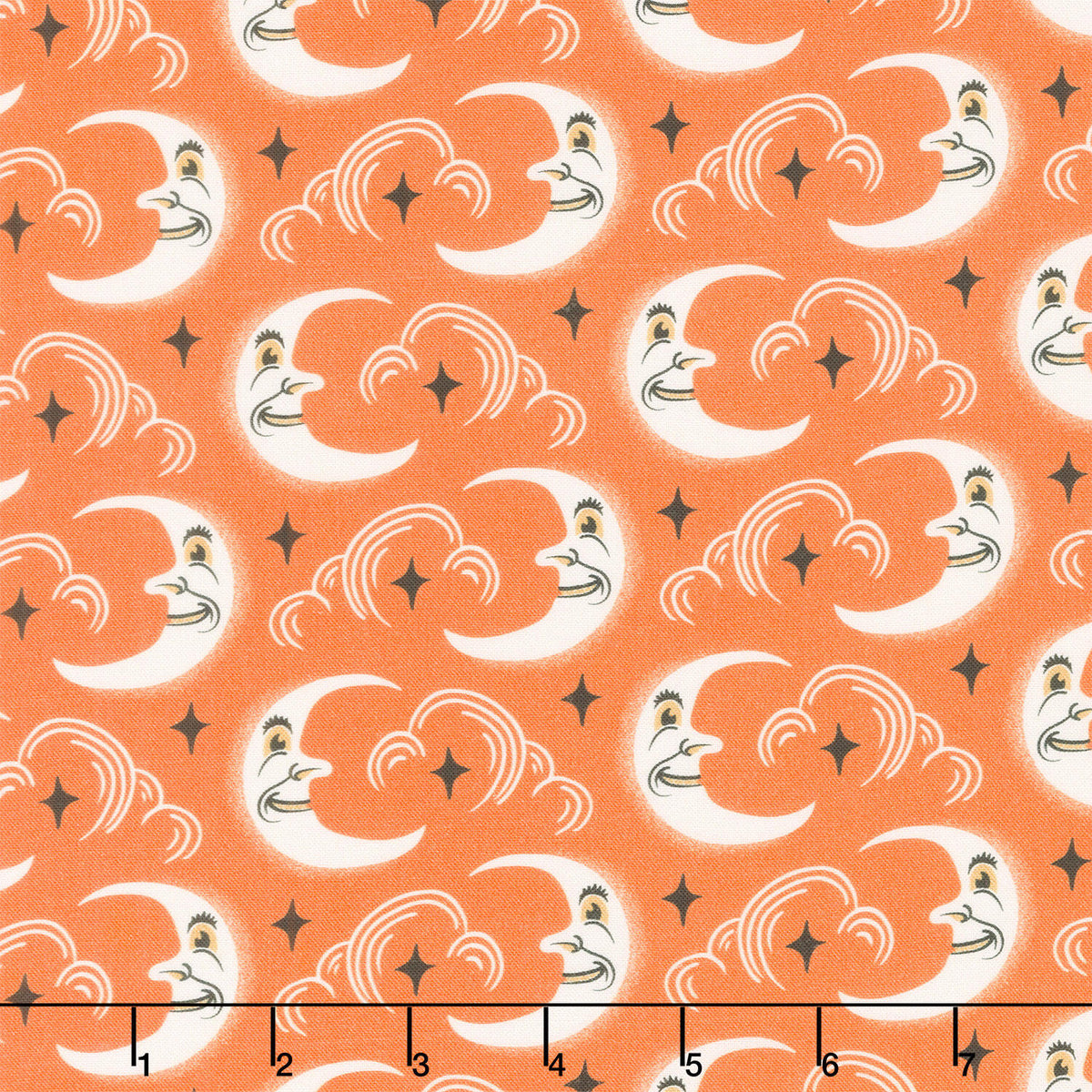 Midnight Masquerade - Midnight Moons Orange Yardage