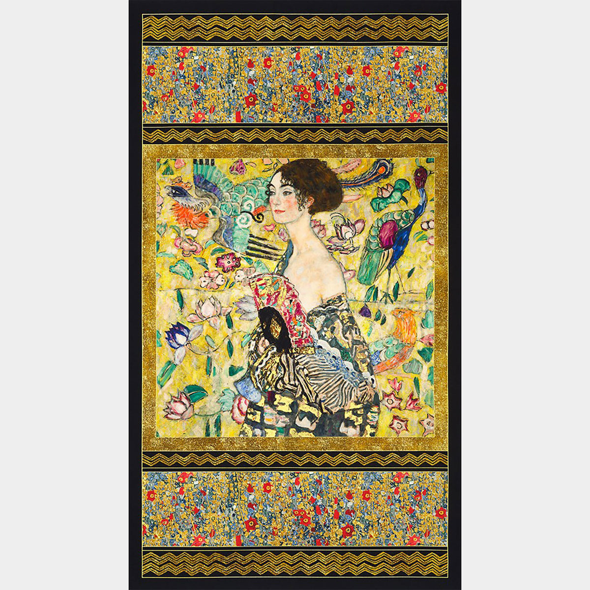 Gustav Klimt - Lady with a Fan Gold Metallic Panel