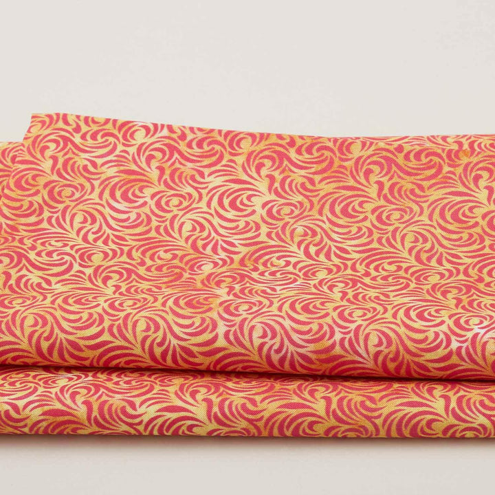 Sunlit Hummingbirds - Coral Swirls 2 Yard Cut