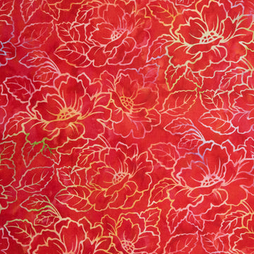 Jeweled Blossoms - Ruby Floral Linework 2 Yard Cut