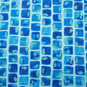 Peony Bloom - Blue Rows of Squares 2 Yard Cut