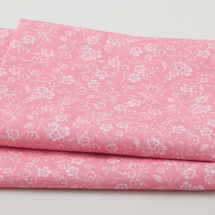 Fabric Market Favorites - Flamingo Swirly Leaf Flower 2 Yard Cut