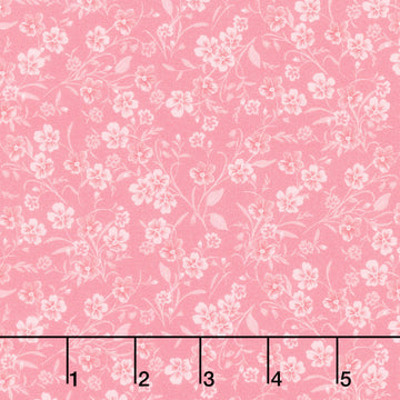 Fabric Market Favorites - Flamingo Swirly Leaf Flower 2 Yard Cut