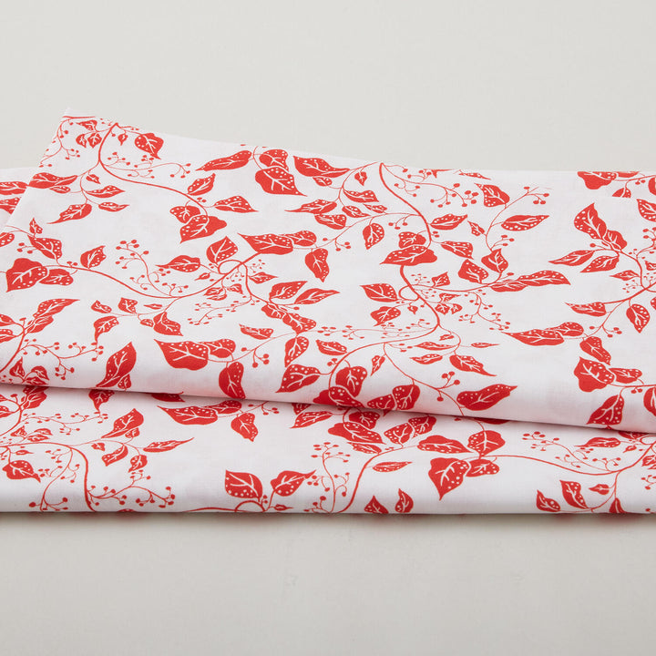 Scarlet Stitch - White Leaves 2 Yard Cut