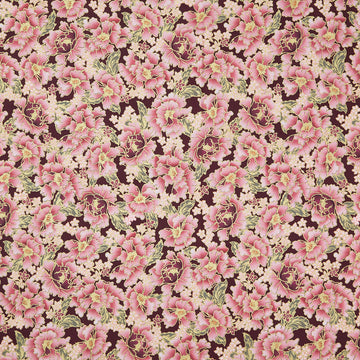 Imperial Collections - Graceful Cranes Packed Flowers Plum Metallic Yardage