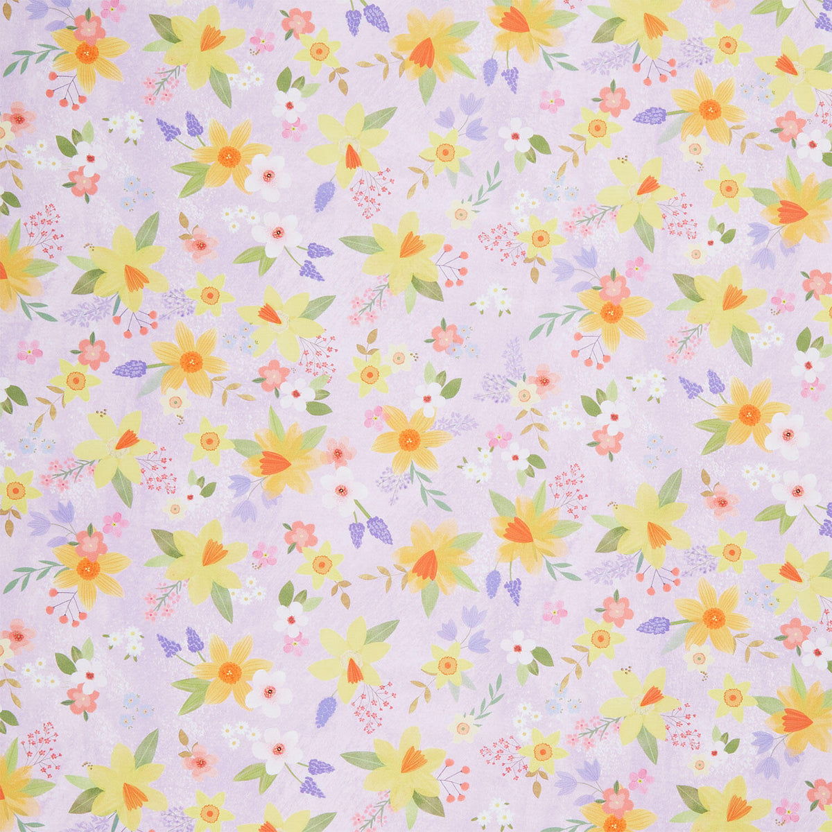 Happy Easter - Tossed Flowers Lilac Yardage