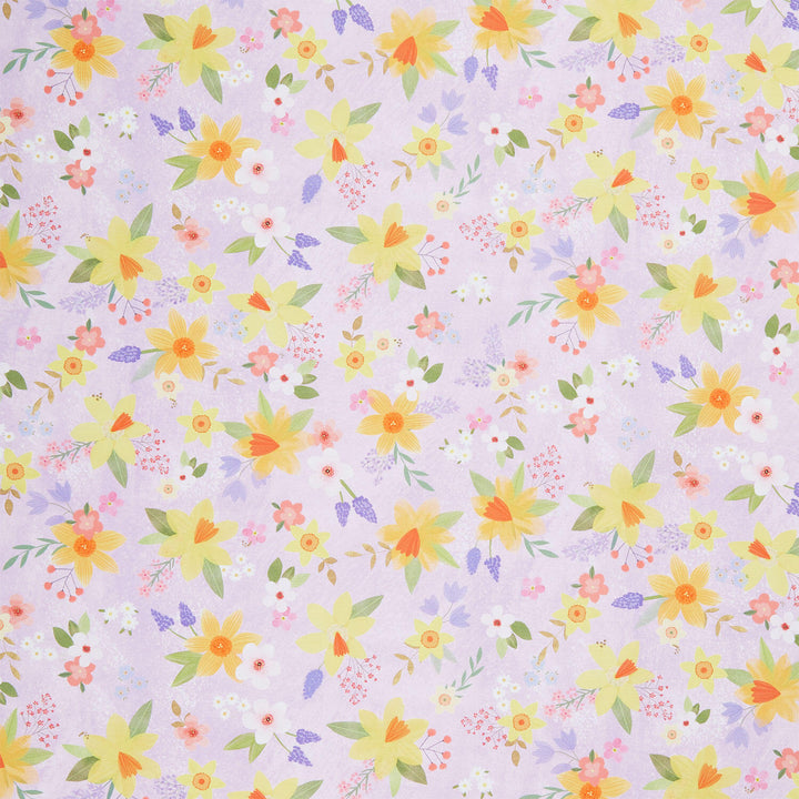 Happy Easter - Tossed Flowers Lilac Yardage