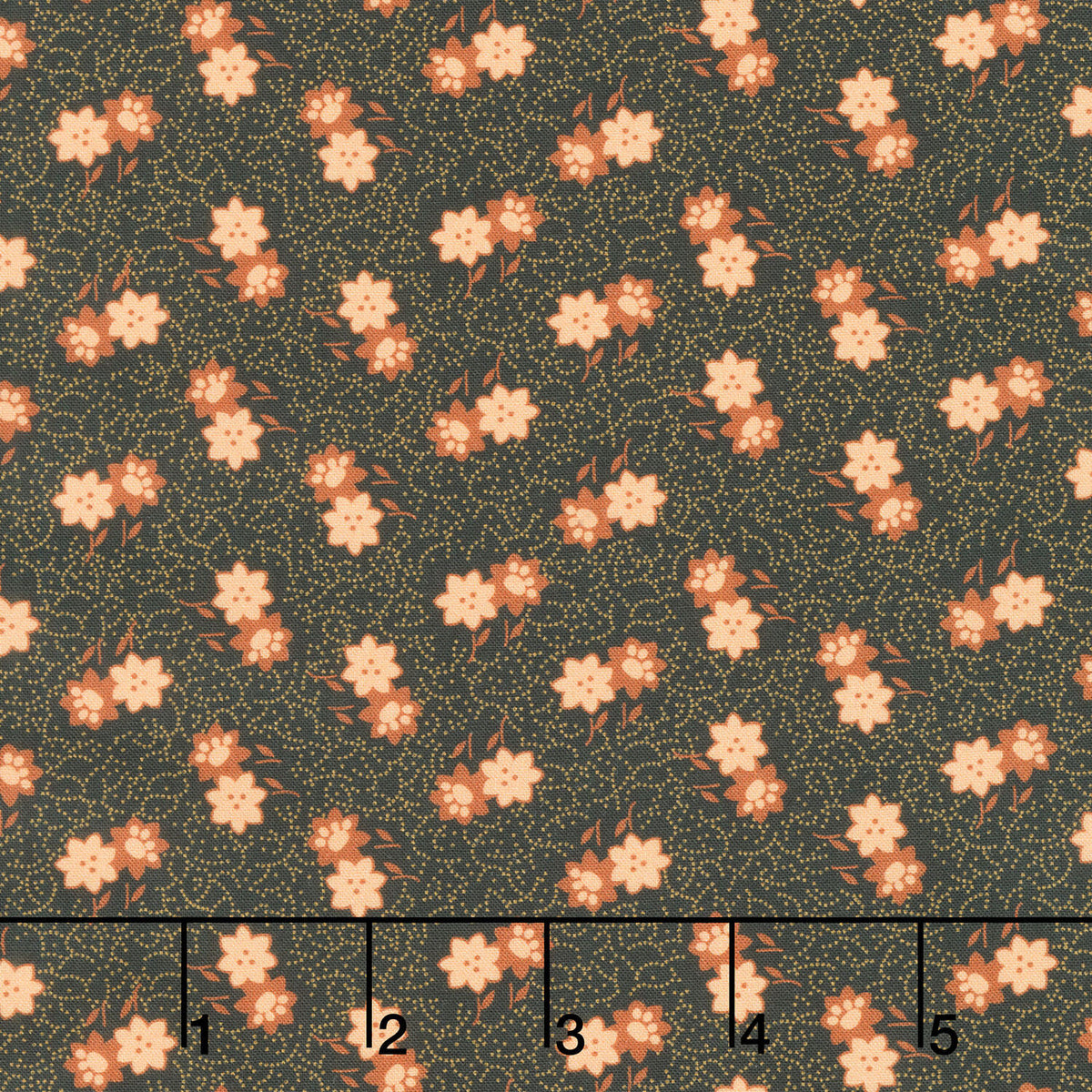 Love Mom - Flowers, Dots Black Yardage