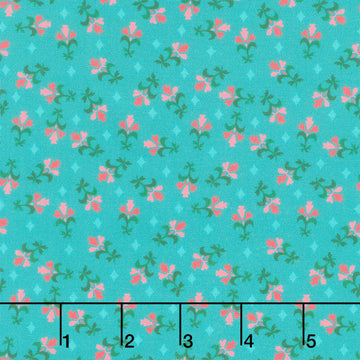 Fabric Market - Tossed Foulard Teal Blue Yardage