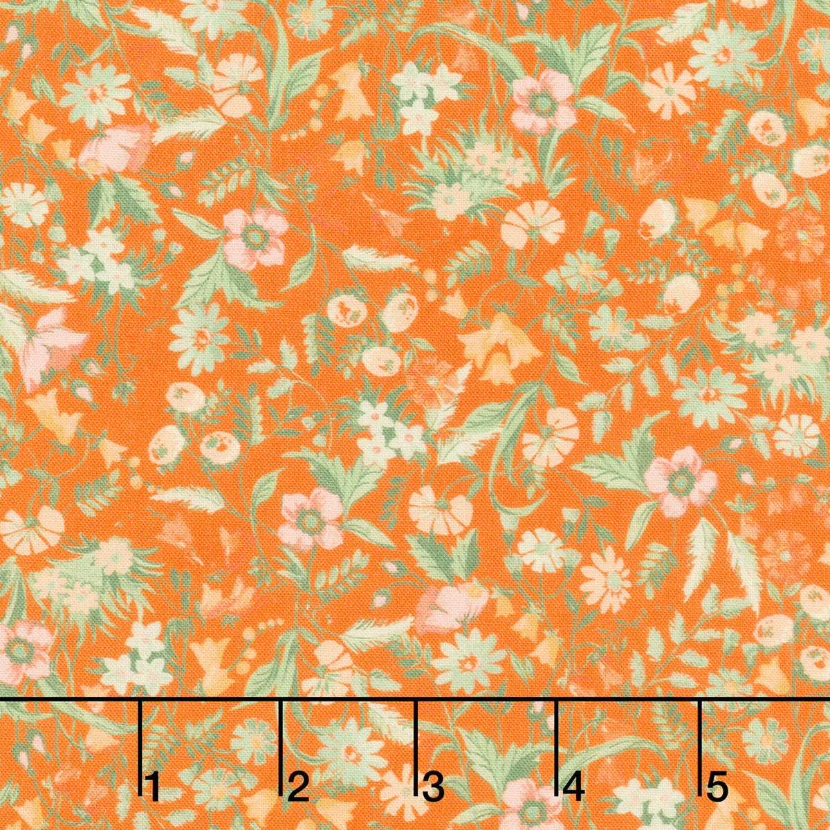 Fabric Market - Packed Mixed Florals Orange Yardage