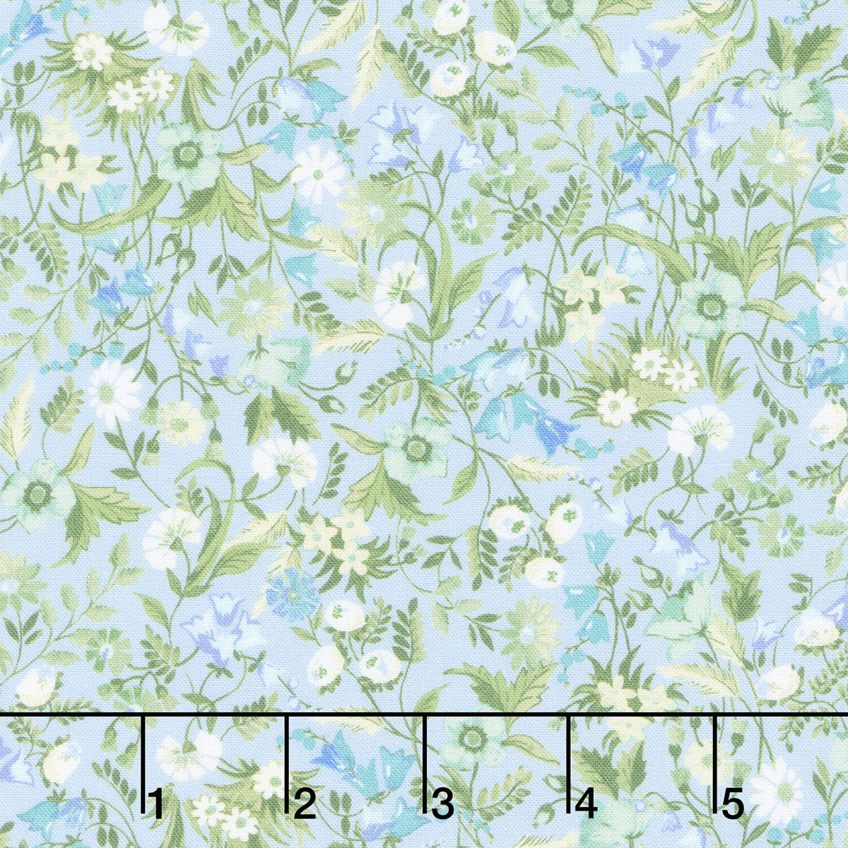 Fabric Market - Packed Mixed Florals Sky Yardage