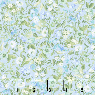 Fabric Market - Packed Mixed Florals Sky Yardage