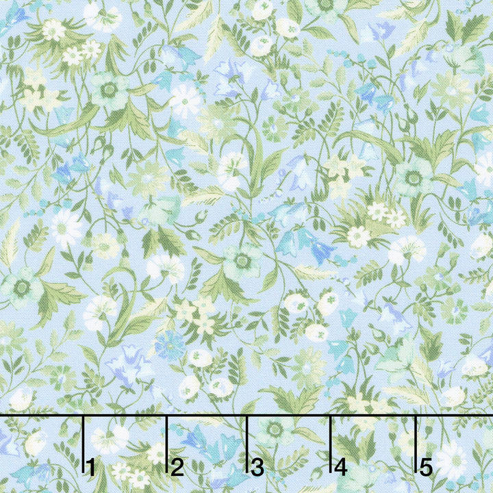 Fabric Market - Packed Mixed Florals Sky Yardage