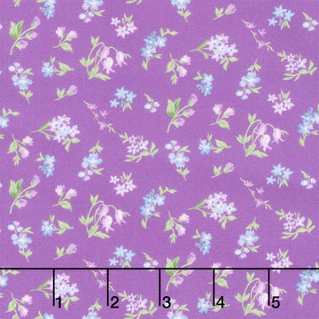 Fabric Market - Tossed Flower Sprigs Petunia Yardage