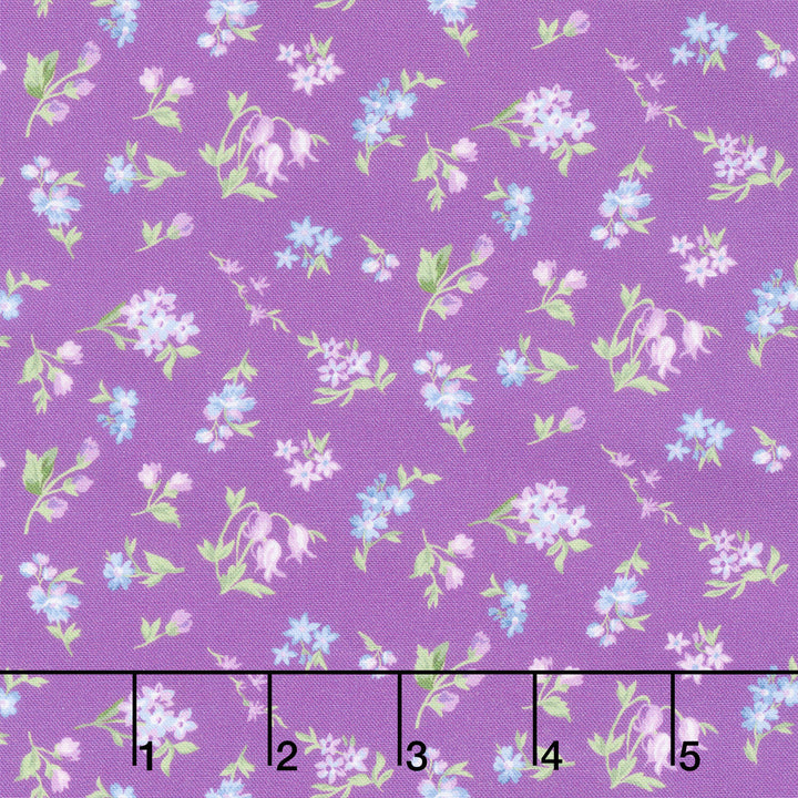Fabric Market - Tossed Flower Sprigs Petunia Yardage