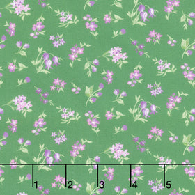 Fabric Market - Tossed Flower Sprigs Forest Yardage