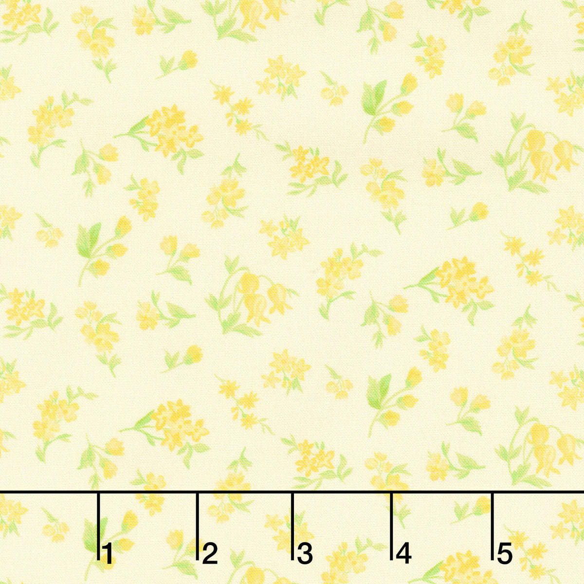 Fabric Market - Tossed Flower Sprigs Banana Yardage
