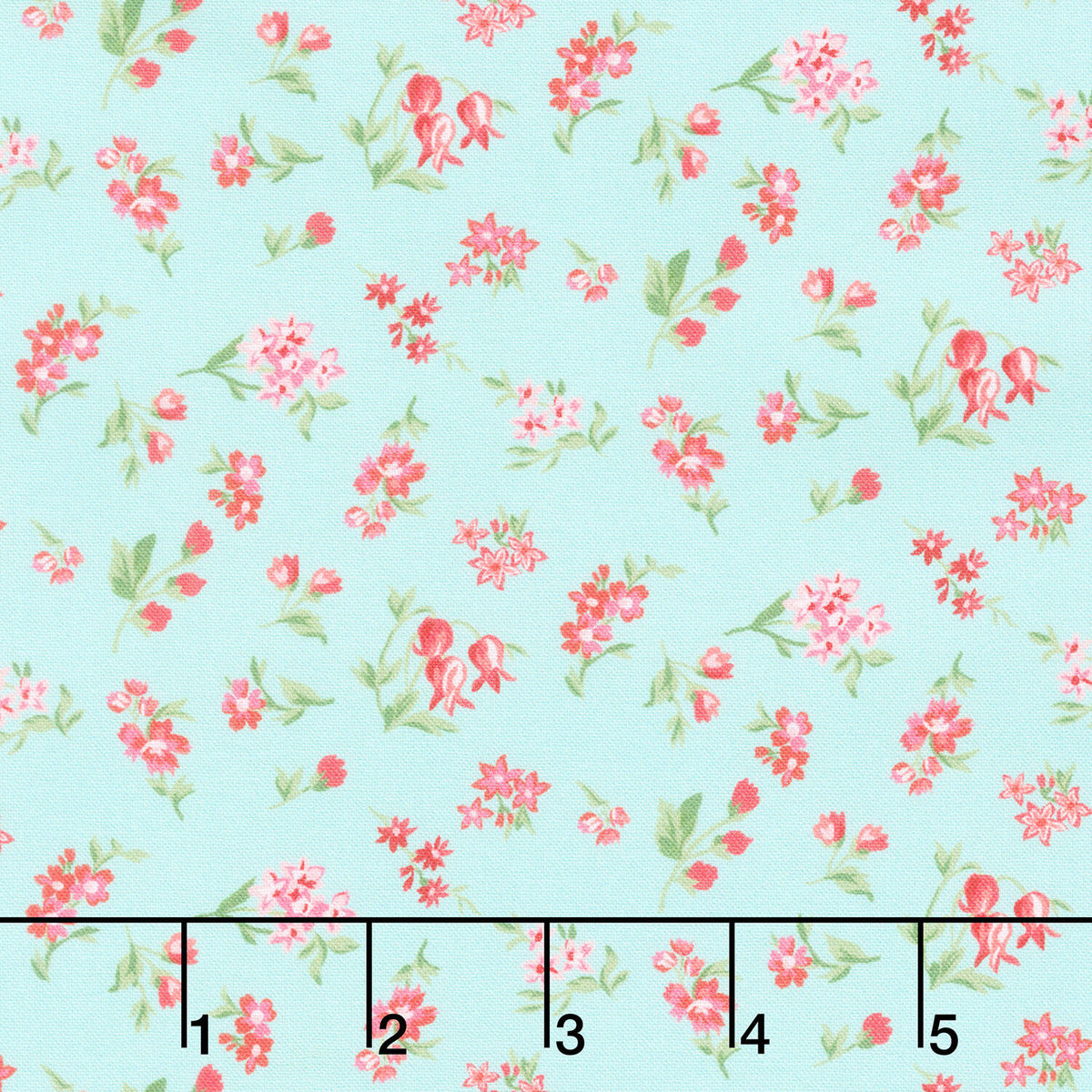 Fabric Market - Tossed Flower Sprigs Sea Glass Yardage