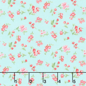 Fabric Market - Tossed Flower Sprigs Sea Glass Yardage