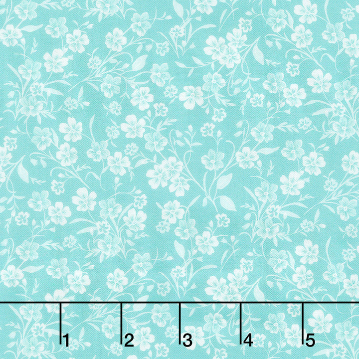 Fabric Market - Tonal Stemmed Florals Lagoon Yardage