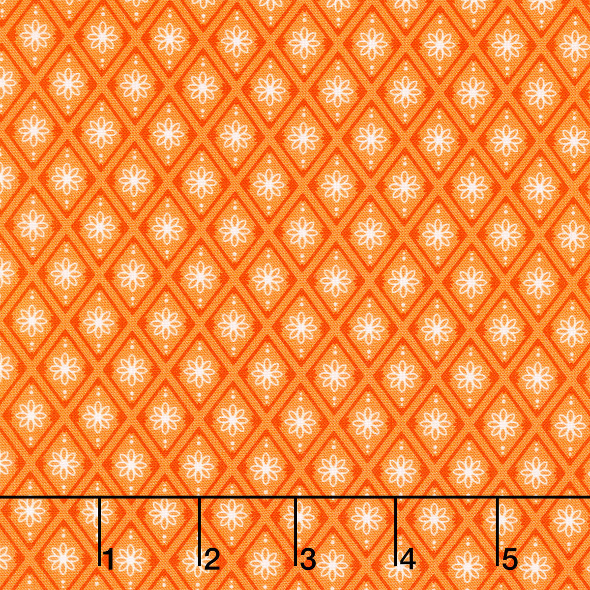 Fabric Market - Diamond Flower Orange Yardage