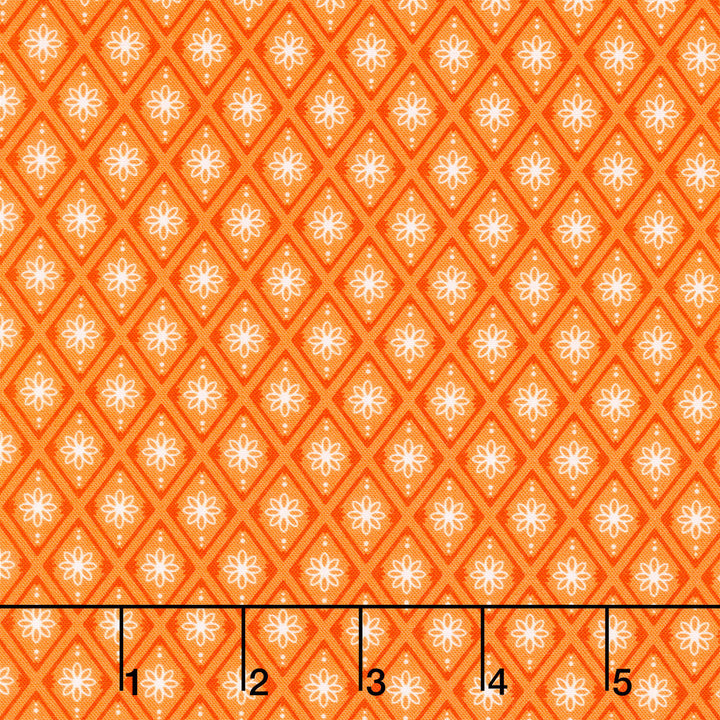 Fabric Market - Diamond Flower Orange Yardage