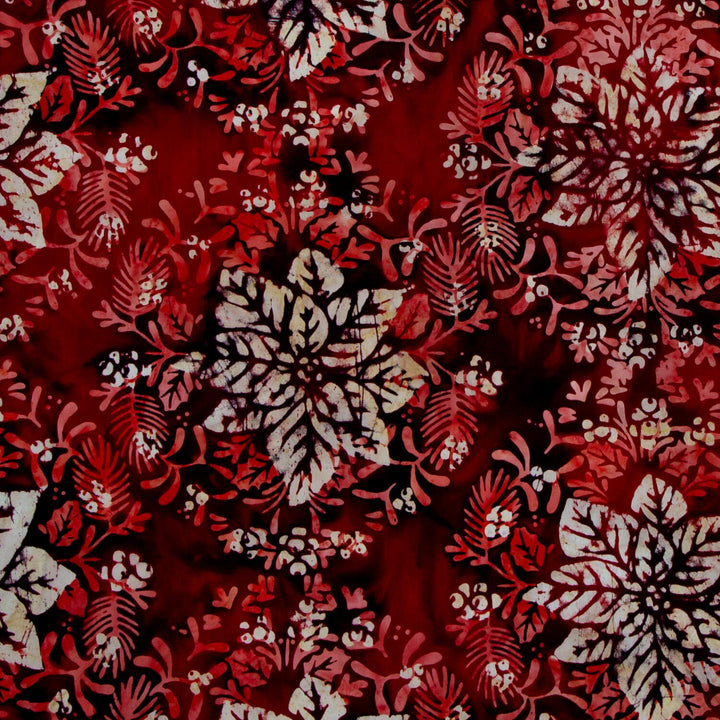 Christmas Cheer - Poinsettias Sprigs Ruby Yardage