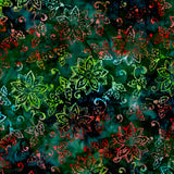 Christmas Cheer - Poinsettias Swirls Emerald Yardage