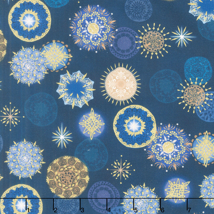 Star of Wonder - Mandalas Blue Royal Blue Metallic Yardage