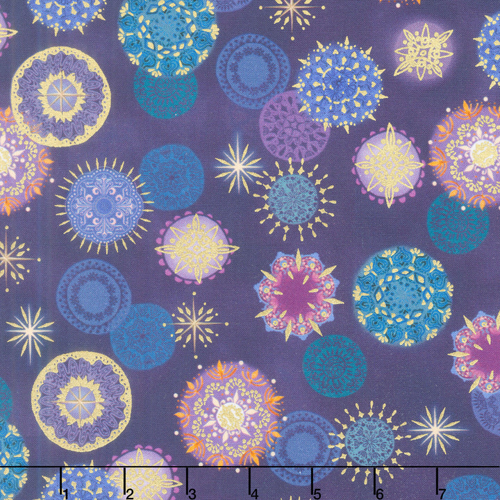Star of Wonder - Mandalas Purple Metallic Yardage