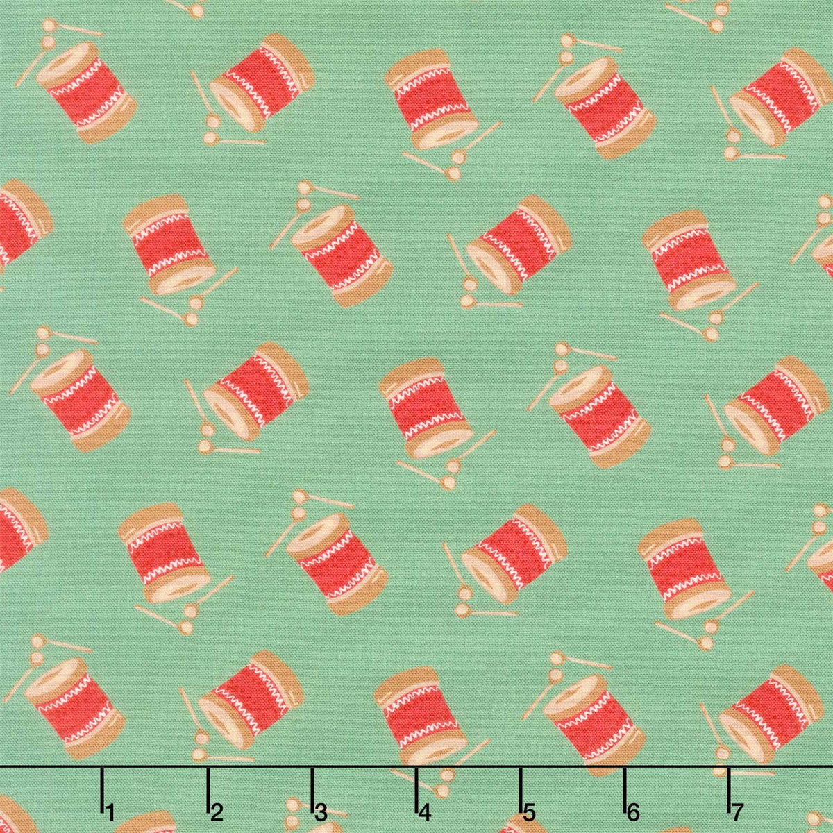 Holiday Nutcracker Collection - Tossed Drums Holly Yardage