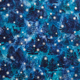 Artisan Batiks - Evergreen Ice Trees Deer Starry Night Yardage