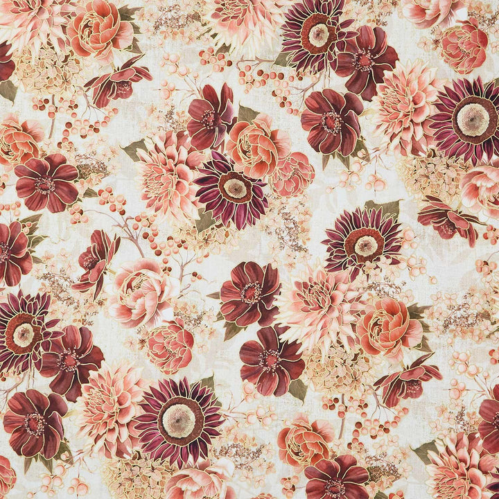 Hello Fall - Florals Linen Metallic Yardage
