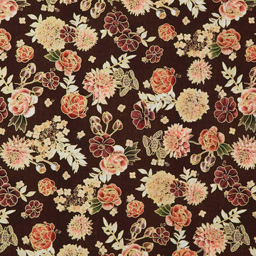 Hello Fall - Tossed Florals Chestnut Metallic Yardage