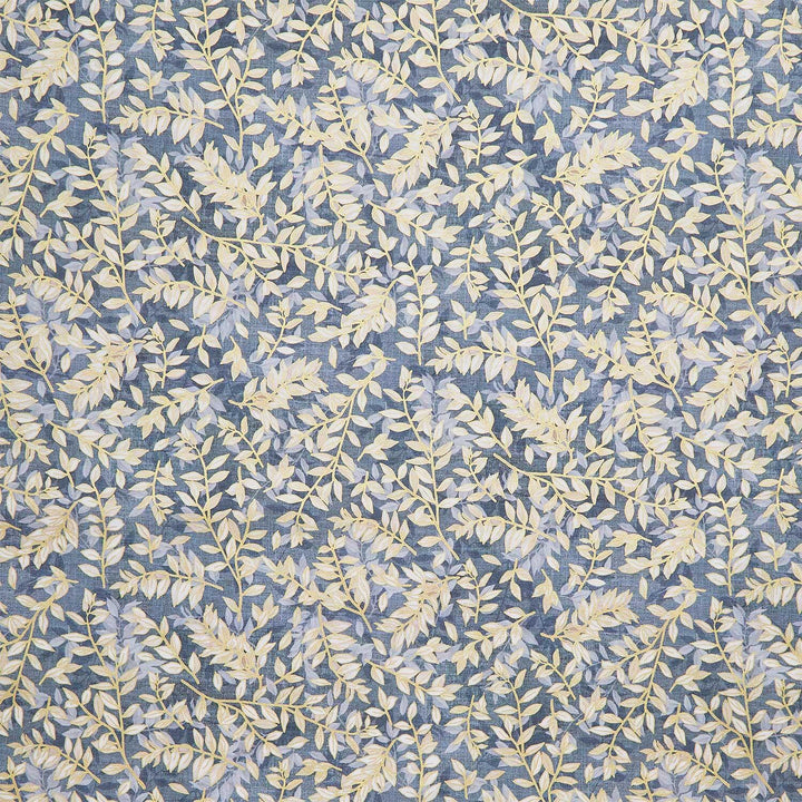 Hello Fall - Leaf Vines Dusty Blue Metallic Yardage